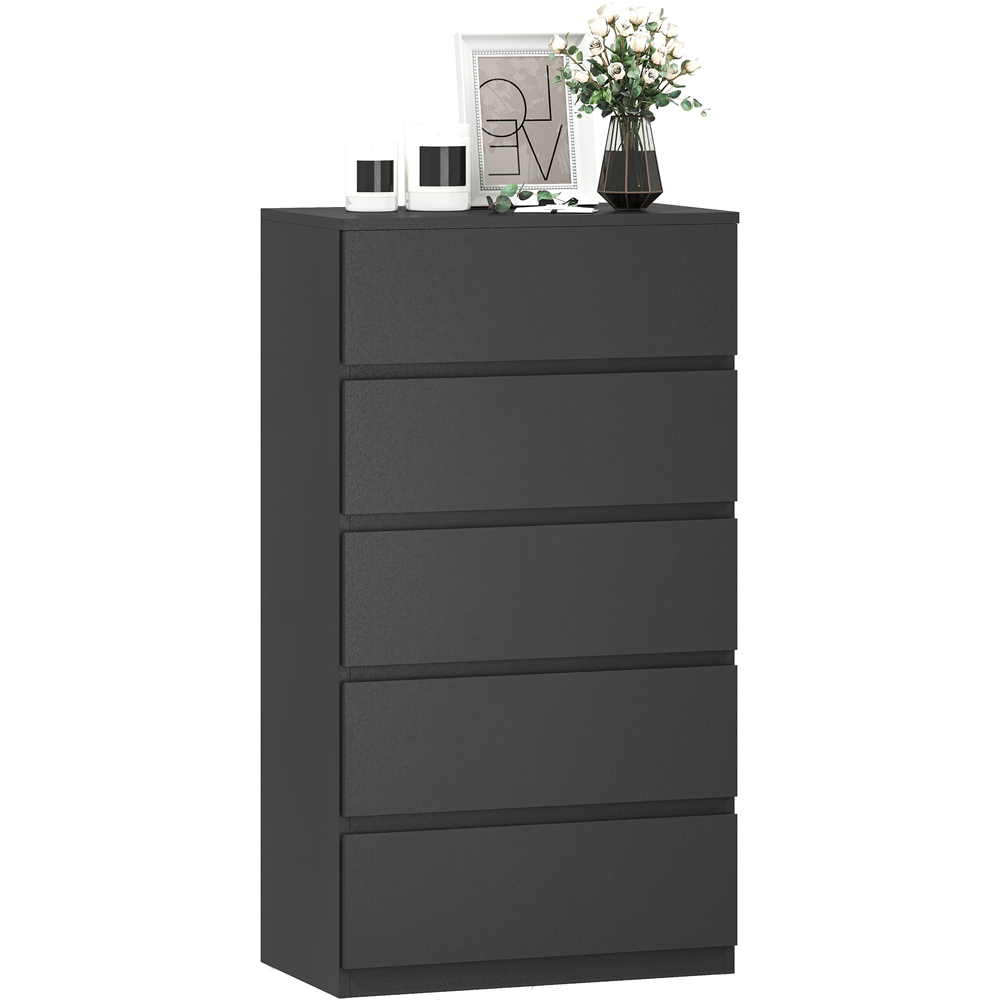 Portland 5 Drawer Black Chest of Drawers Image 2