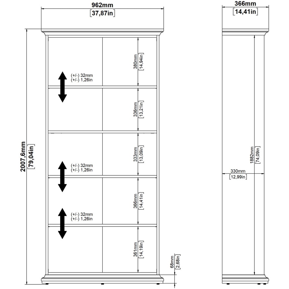 Florence Paris 5 Shelf White Tall Bookcase Image 9