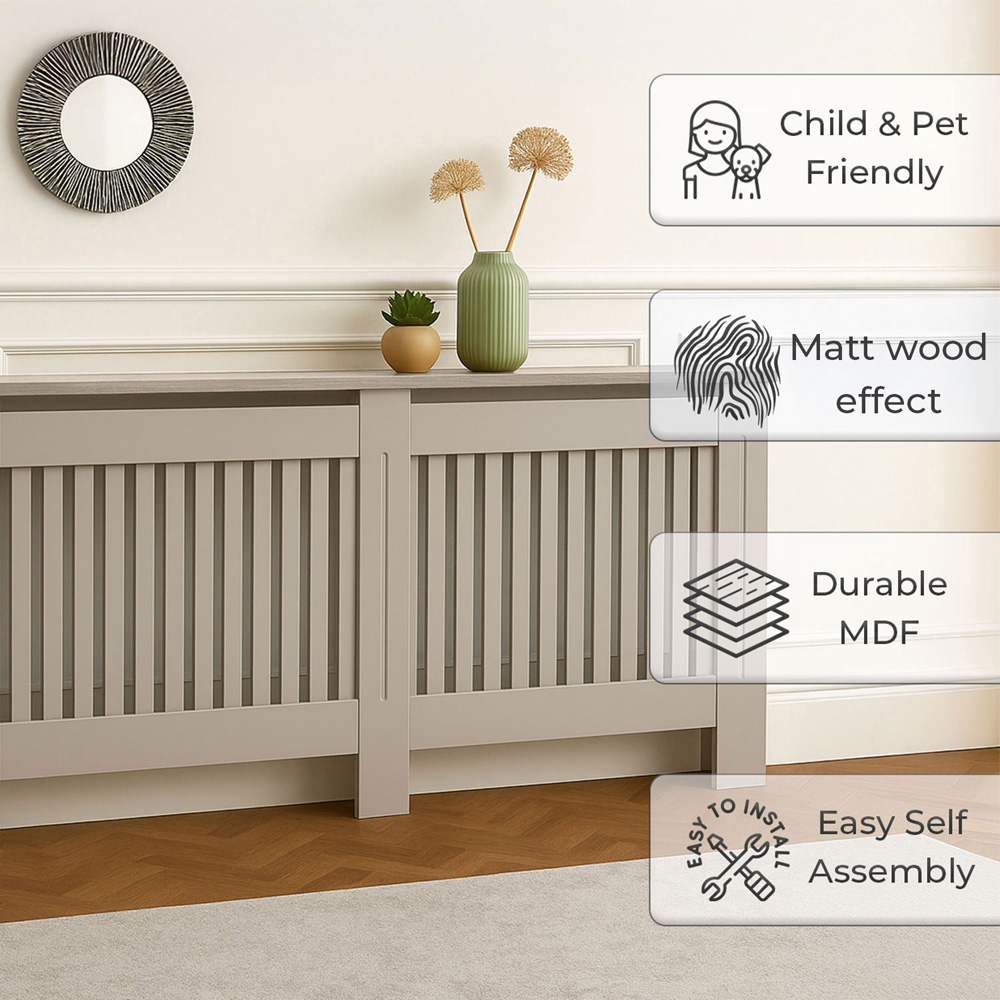Neo Grey Decorative Wooden Radiator Cover Large Image 6