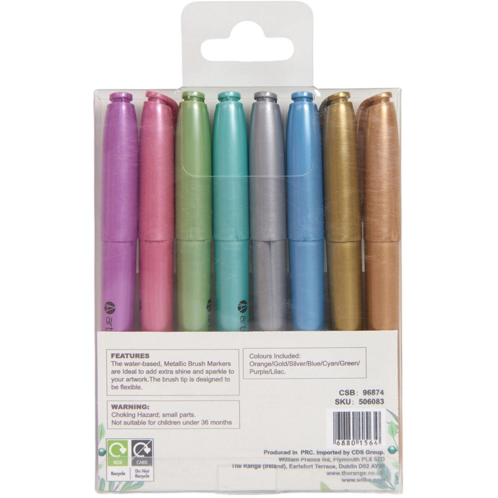 Pack of 8 Metallic Brush Markers Image 2