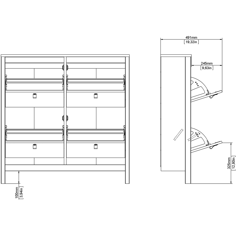 Florence Madrid 4 Flip Down Doors White Shoe Cabinet Image 8