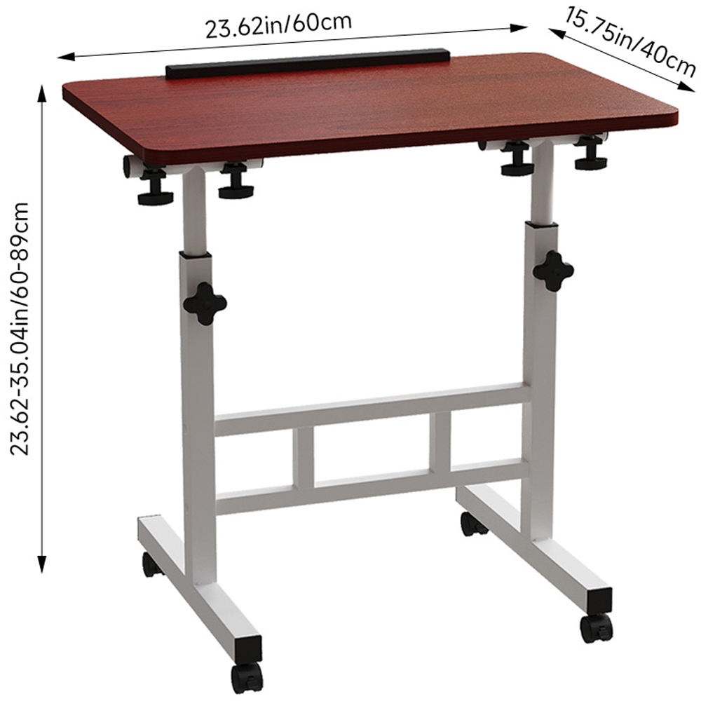 Living and Home Height Adjustable Mobile Laptop Desk Dark Walnut Image 9