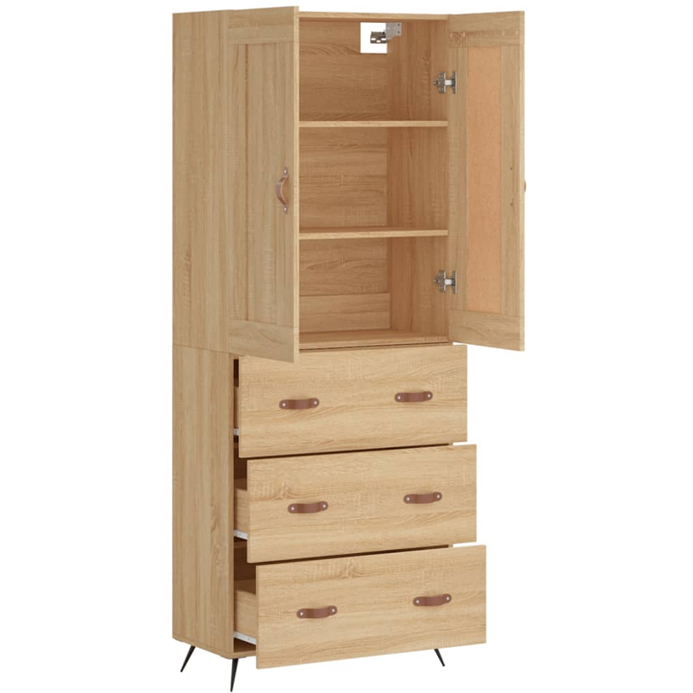 vidaXL 2 Door 3 Drawer 3 Shelf Sonoma Oak Highboard with Metal Legs Image 4