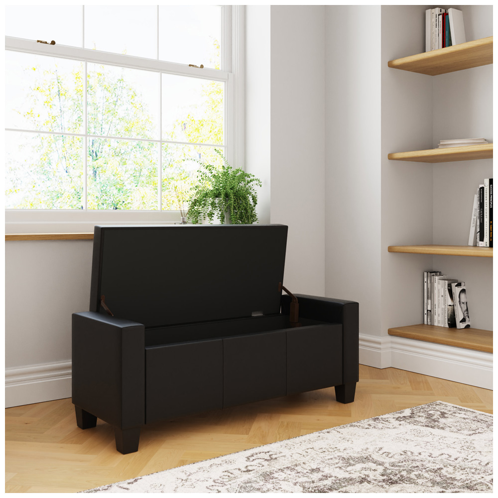 GFW Verona Black Ottoman Storage Bench Image 8
