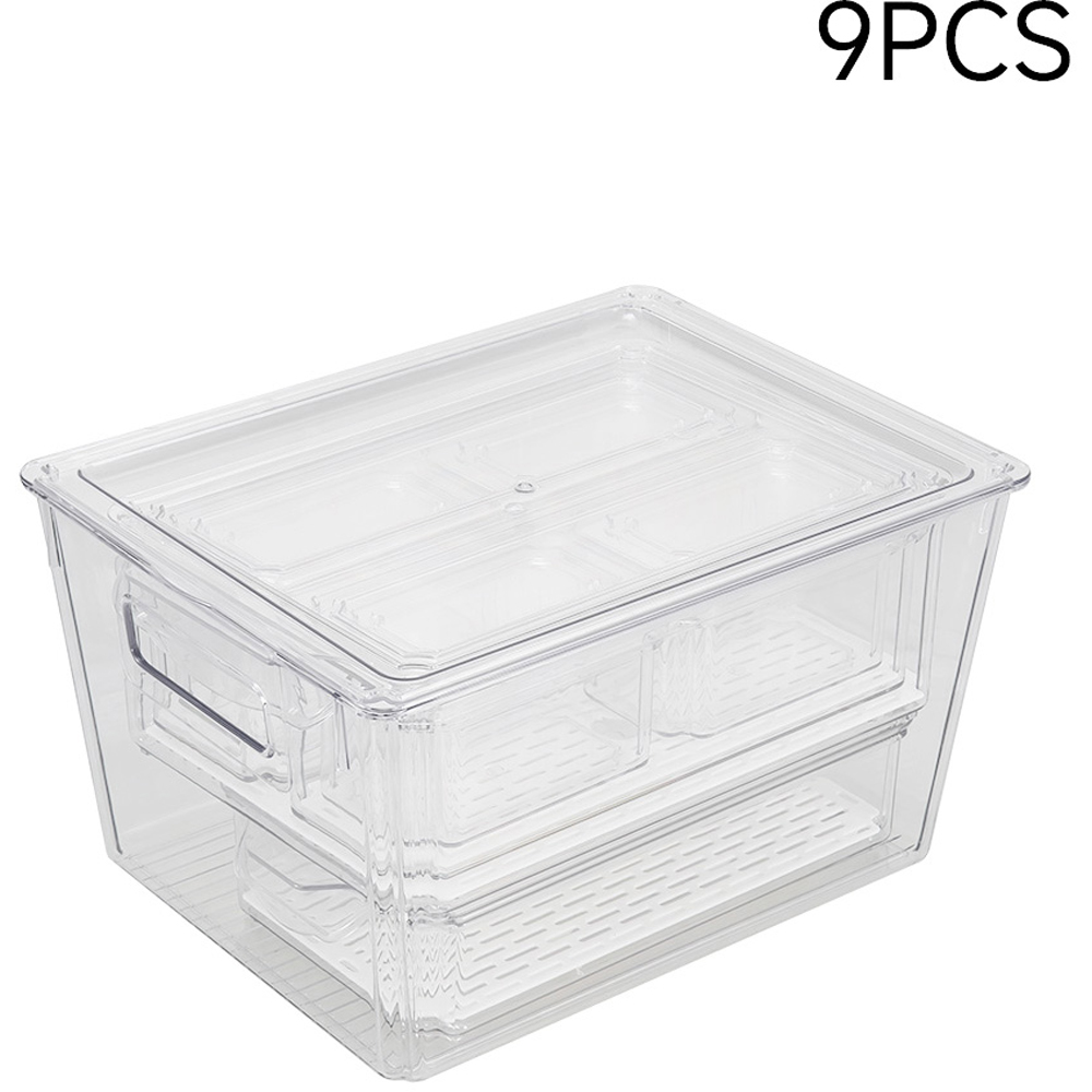 Living and Home Clear Stackable Fridge Organiser Storage Box Set 9 Pack Image 7