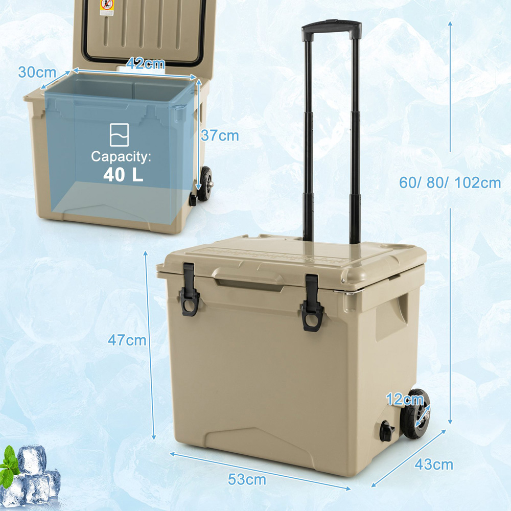 Costway Tan Portable Ice Box Cooler 40L Image 9