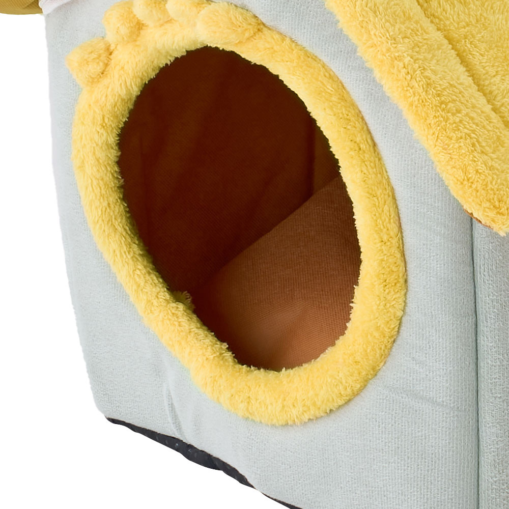 H&O Direct 38 x 35 x 40cm Light Green and Yellow Plush Pet House with Cushion Image 3