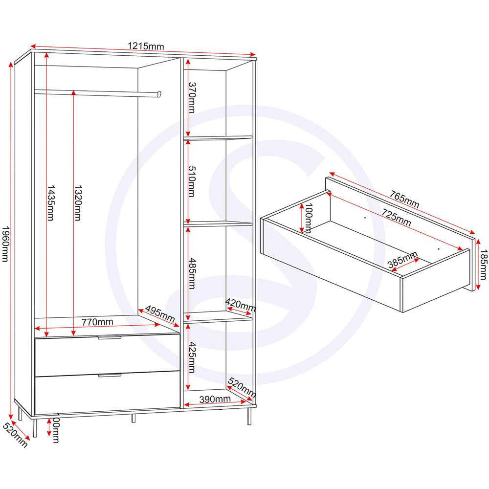 Seconique Madrid 3 Door Wardrobe Grey and White Gloss Bedroom Furniture Set Image 9