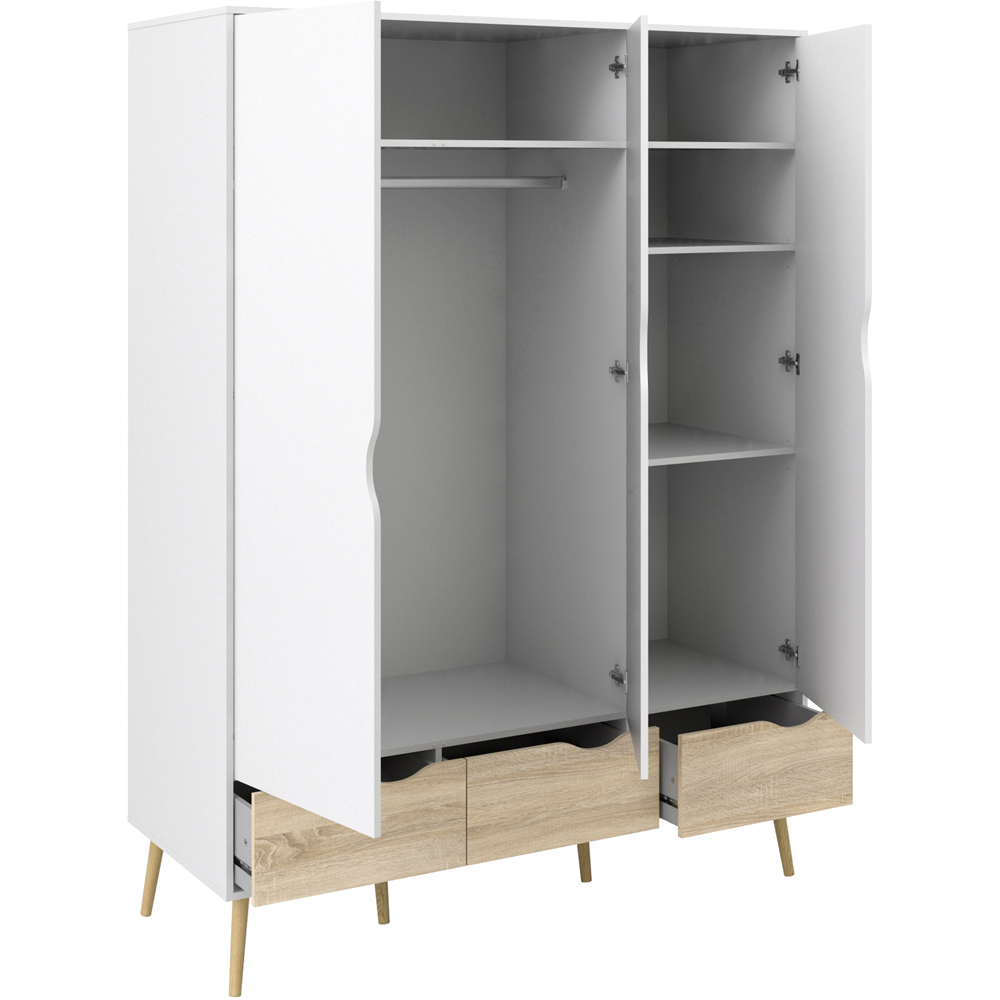 Florence 3 Door 3 Drawer White and Oak Wardrobe Image 4