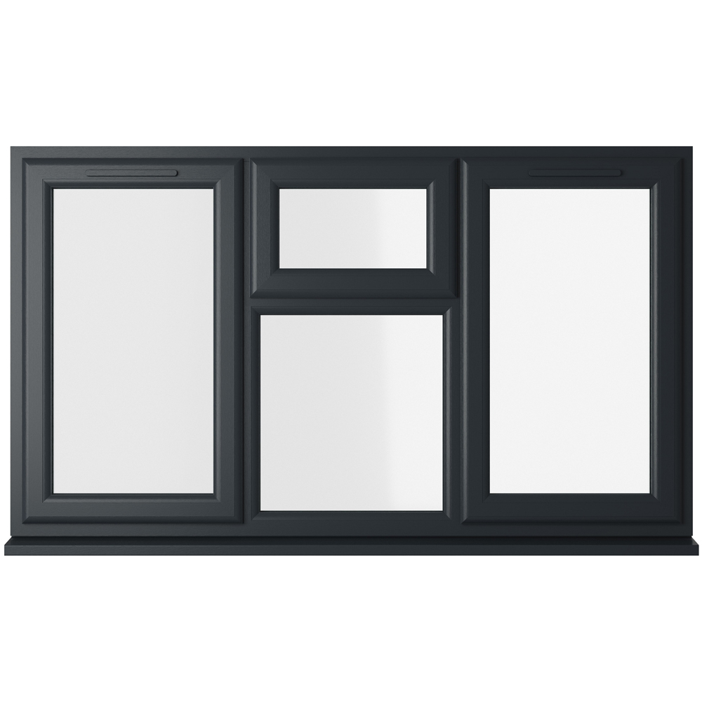 Crystal uPVC Double Glazed Window LH & RH Side Hung & Top Centre Grey White Clear Glass 1770x965mm Image 1