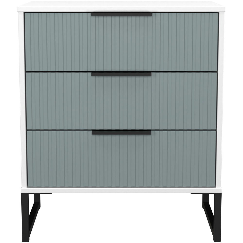Crowndale Fluted 3 Drawer Duck and White Matt Midi Chest of Drawers Ready Assembled Image 2