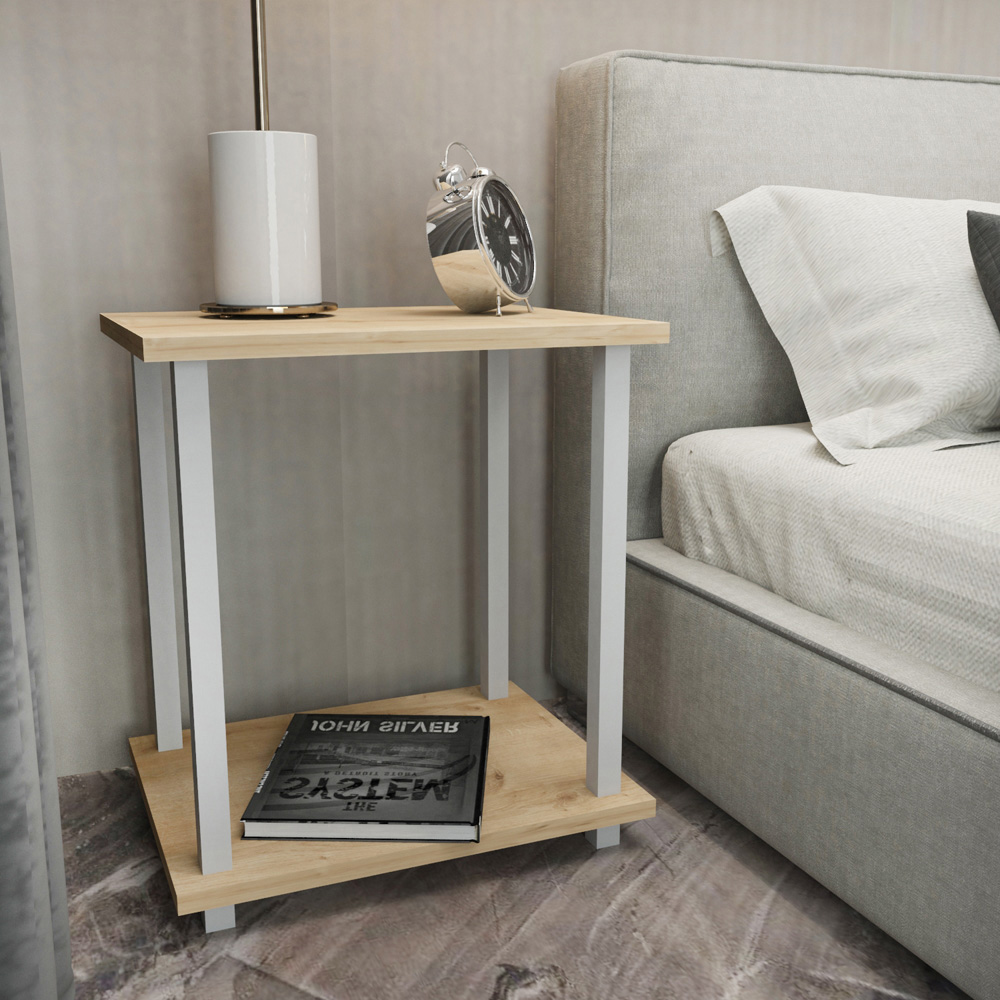 Decorotika Gurnee White and Oak Side Table Image 8