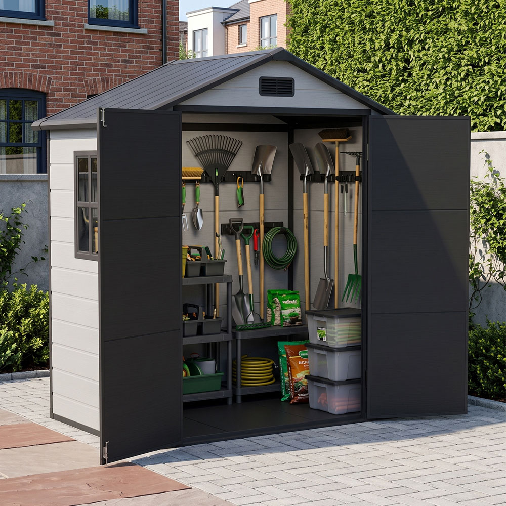 Living and Home 6 x 4ft Plastic Garden Storage Shed with Floor Image 7