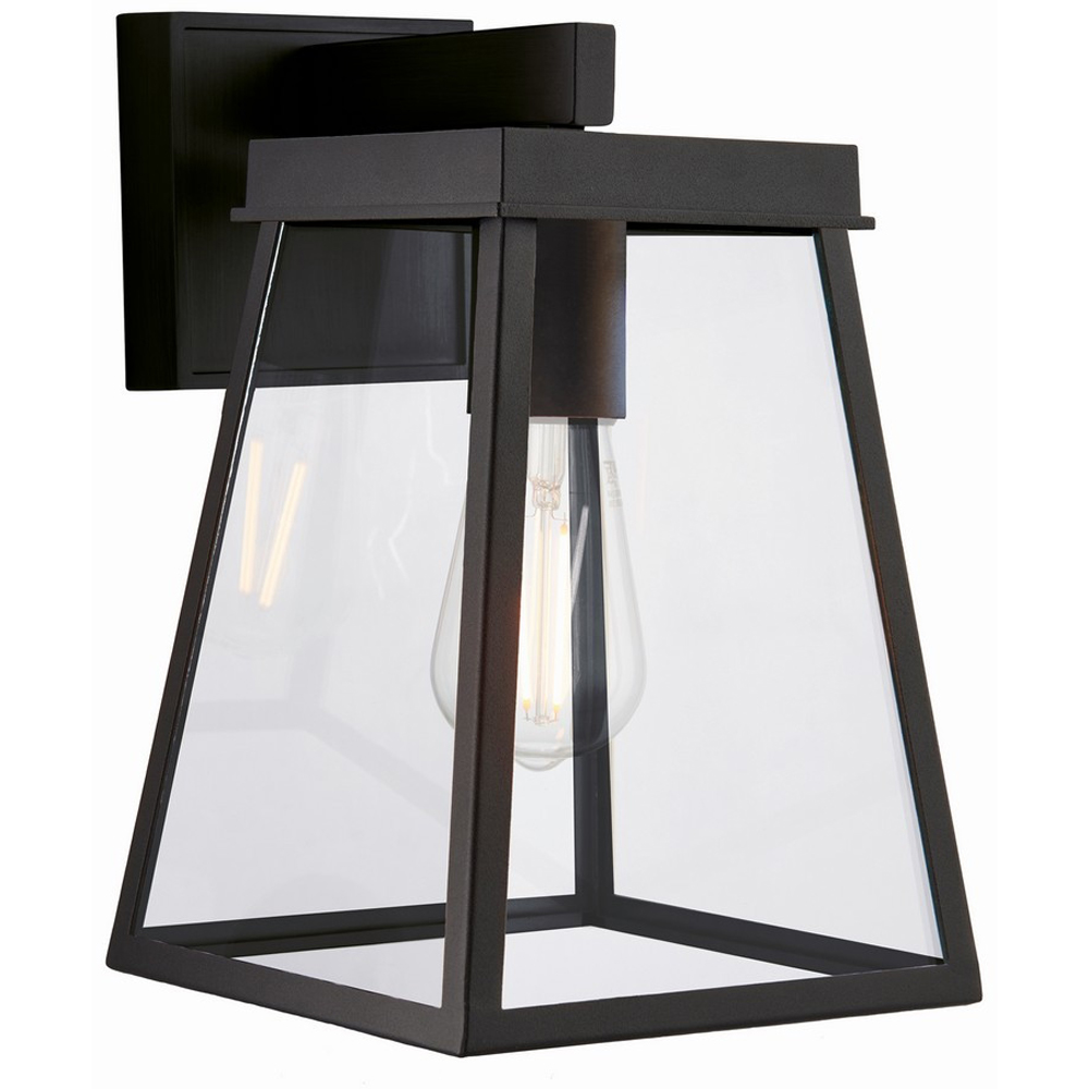 Merano Venice Matt Black Clear Glass Outdoor Wall Lantern Image 3