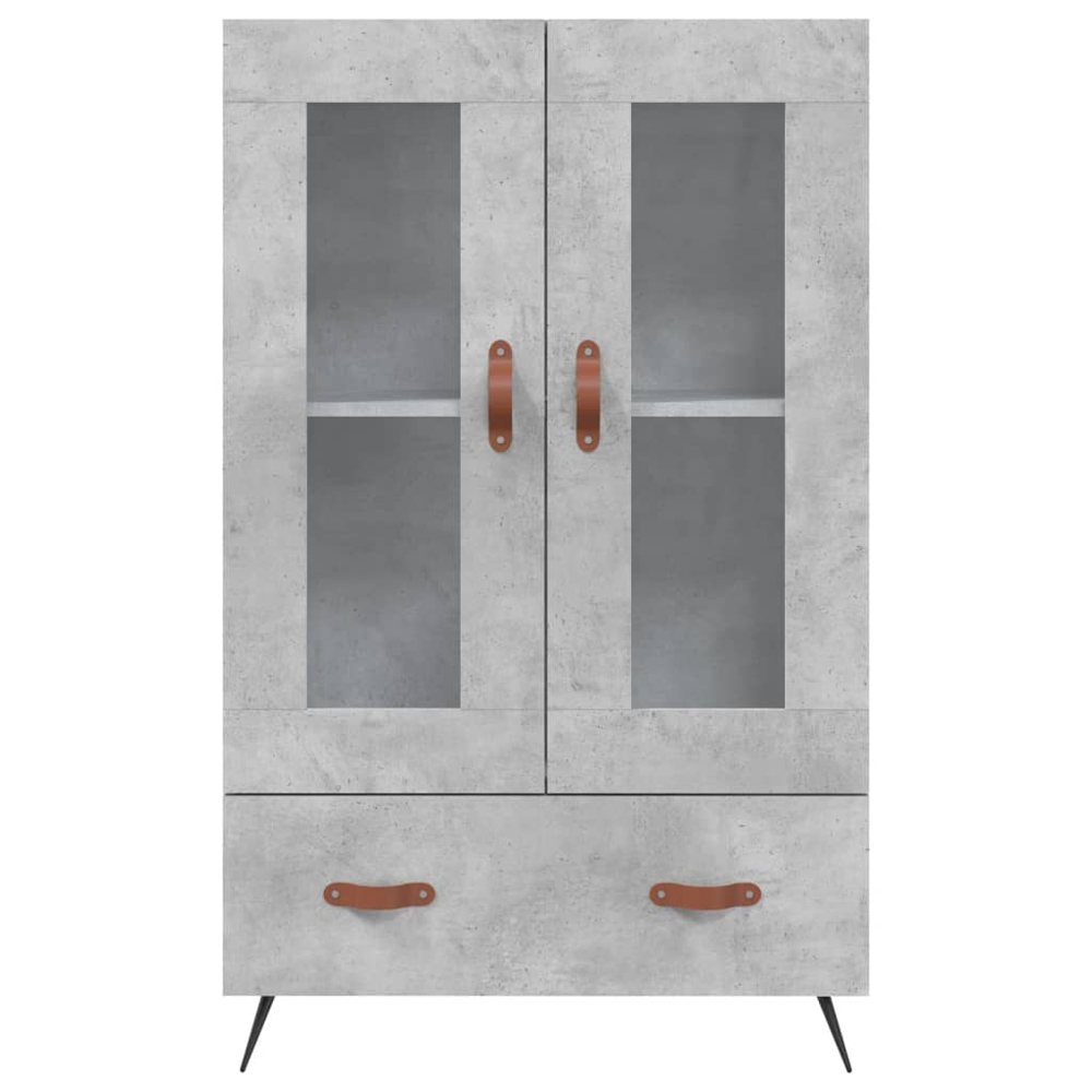 vidaXL 2 Glass Door Single Drawer Concrete Grey Highboard Image 6