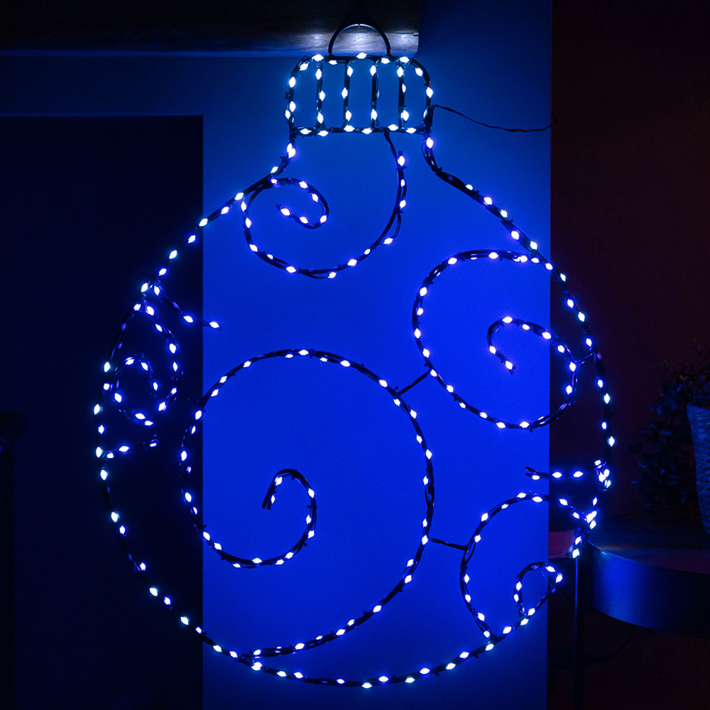 Samuel Alexander Blue and White LED Metal Hanging Christmas Bauble Silhouette 78cm Image 1