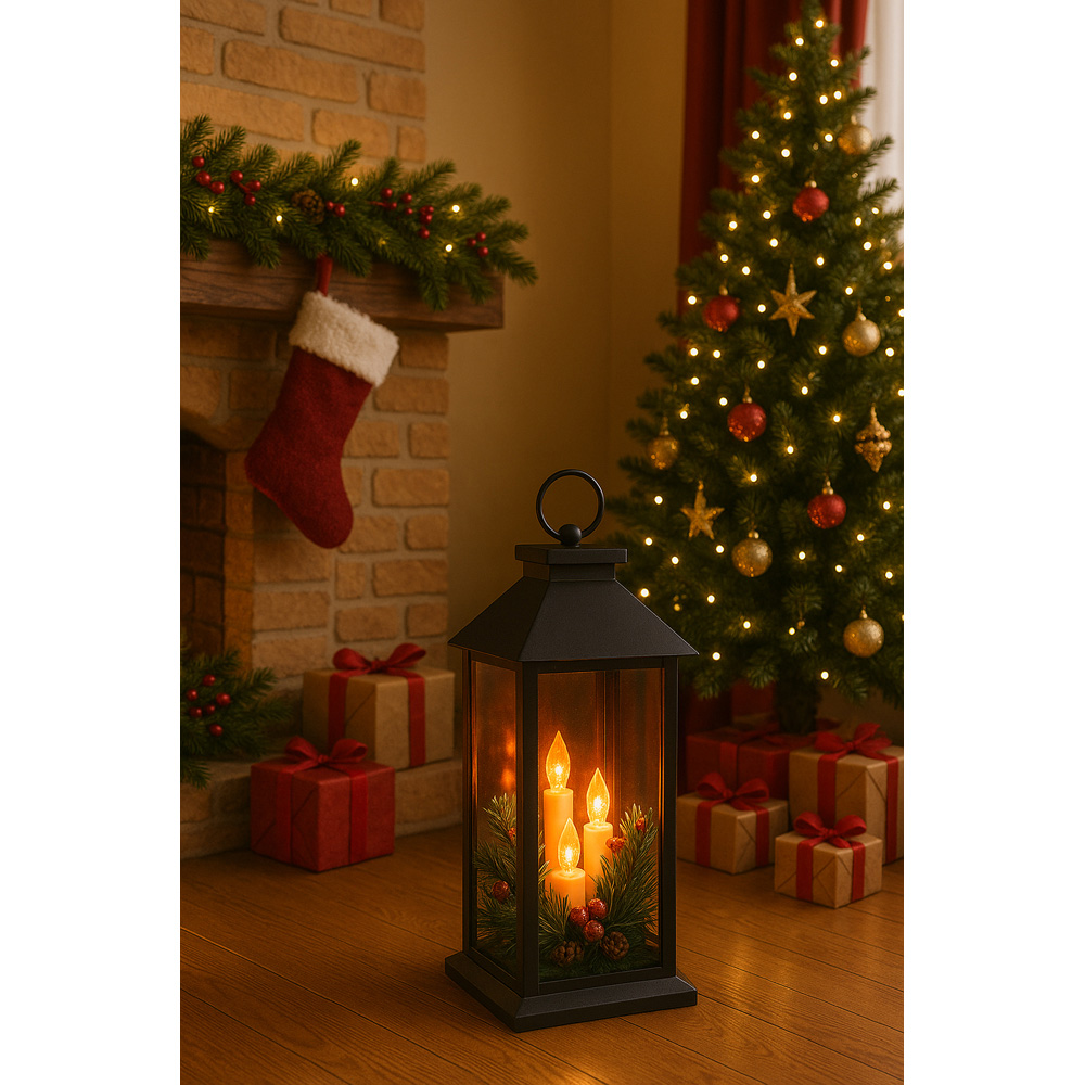 Avilo Battery Operated LED Lantern with 3 Candles Image 2