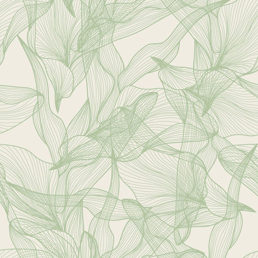 Bobbi Beck Eco Luxury Abstract Line Floral Green Wallpaper Image 1