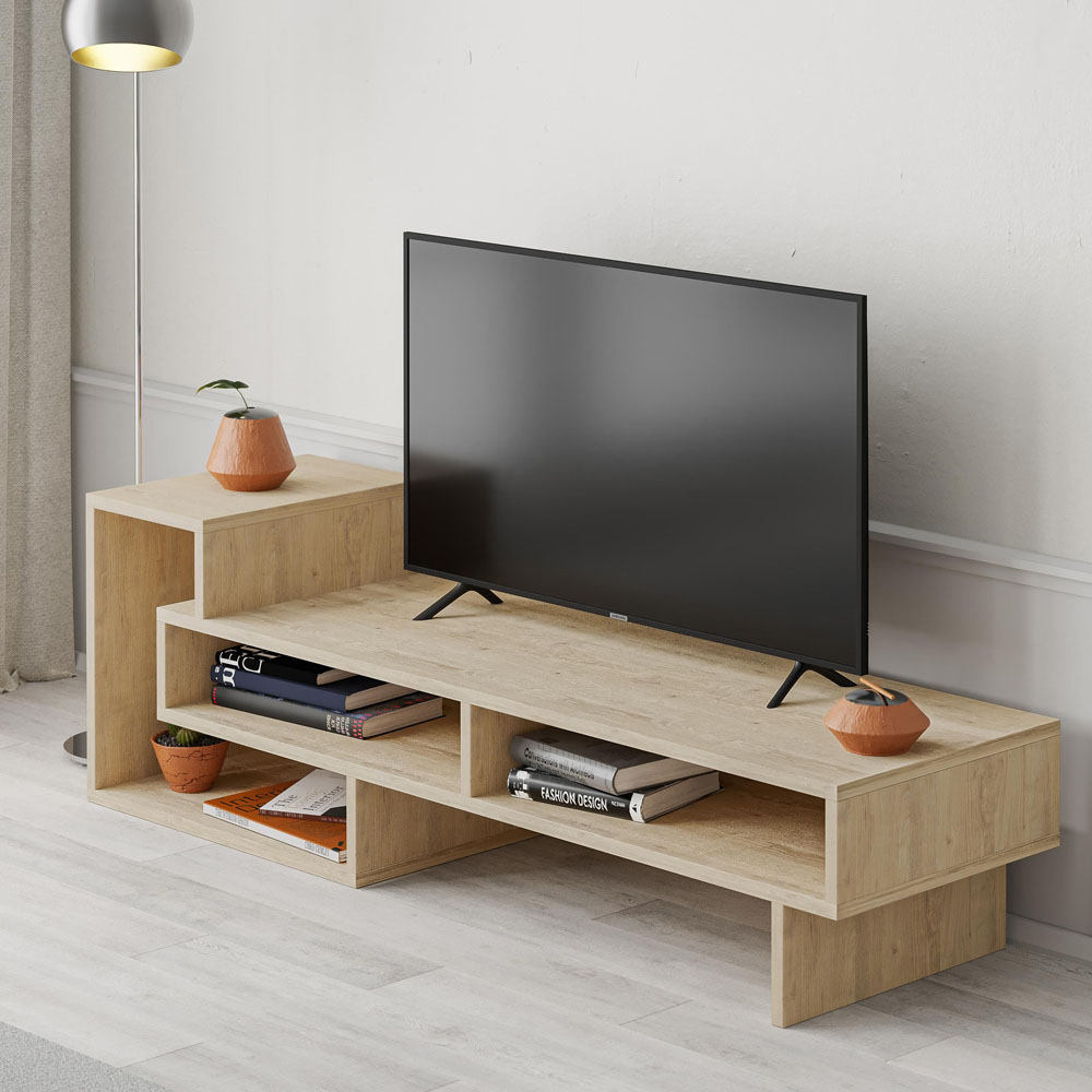 Decortie Tetra Oak Multimedia Centre TV Unit with Shelves Image 6