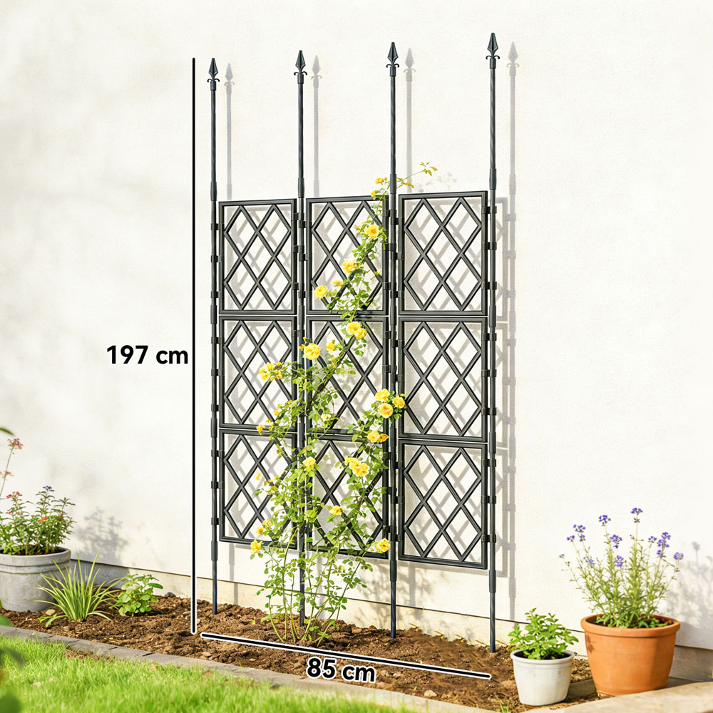 Outsunny Black Foldable Garden Trellis 85 x 197cm Image 9
