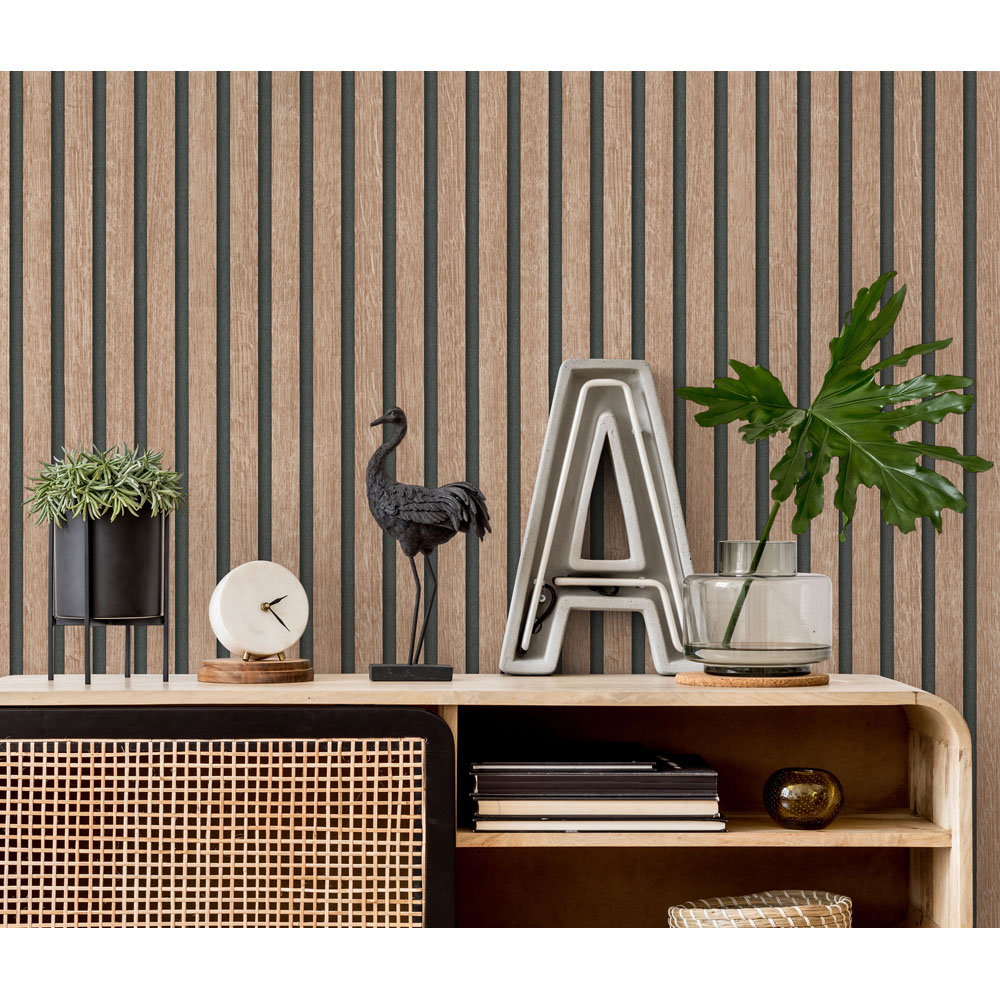 Erismann Acoustic Panel Wood Slat Brown Wallpaper Image 3