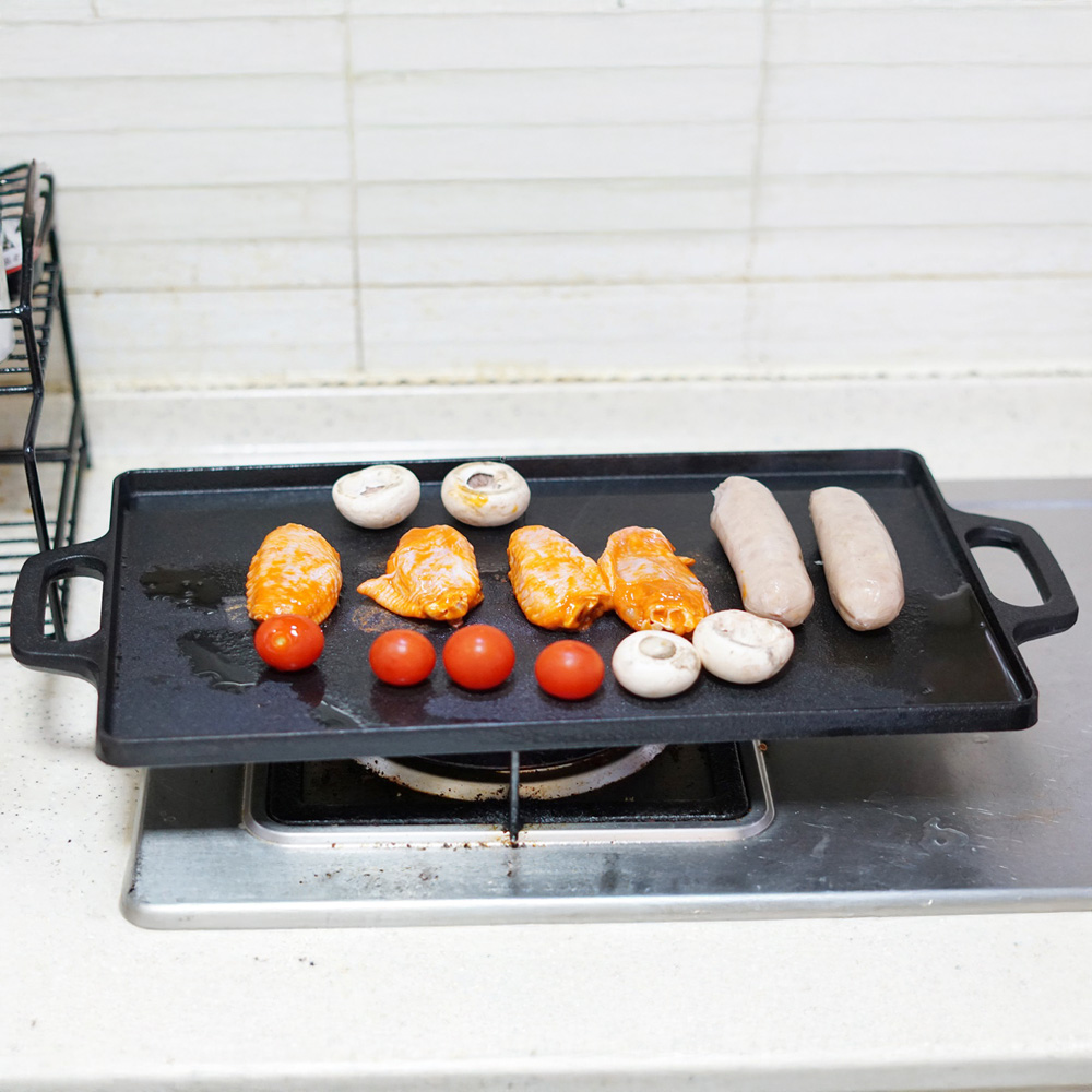 Gr8 Home Non Stick Ribbed Cast Iron Reversible Griddle Plate Image 3