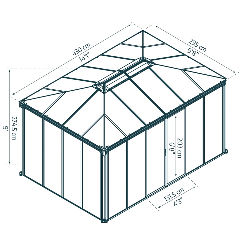 Palram Canopia Ledro 4300 Grey Rectangle Gazebo Image 3