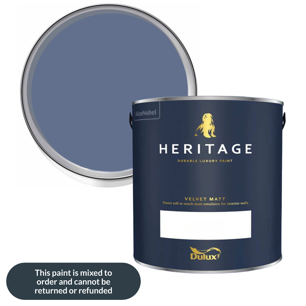 Dulux Heritage Walls and Ceilings DH Indigo Velvet Matt Emulsion Paint 2.5L Image 1