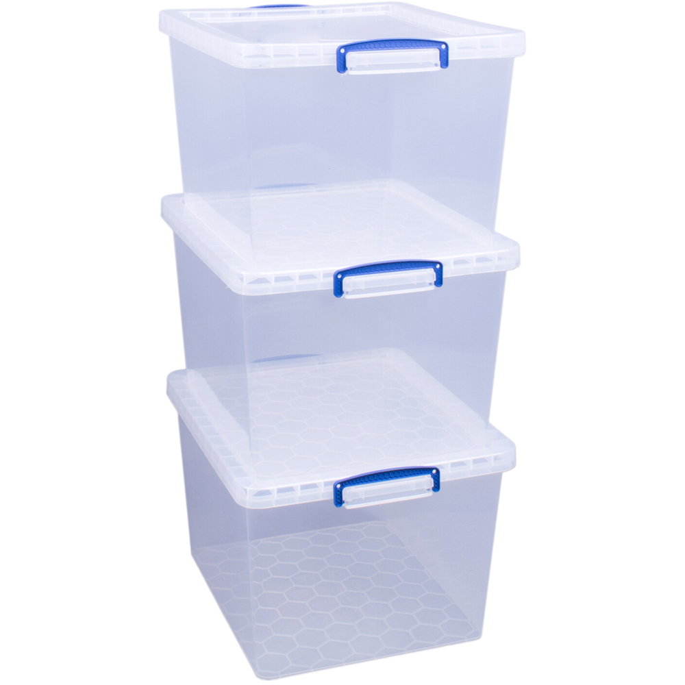 Pack of 3 Really Useful Storage Boxes Clear Image 1