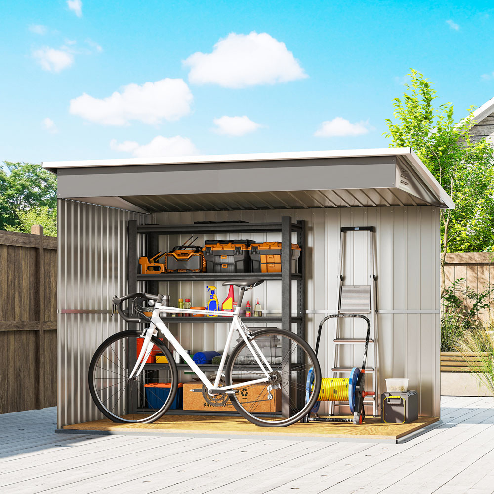 Outsunny 8.5 x 6ft Grey Galvanised Steel Garden Shed with Foundation Kit Image 3