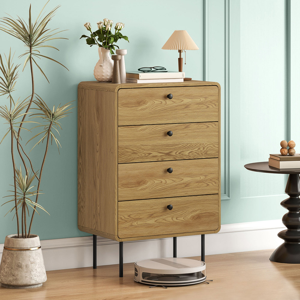 Portland 4 Drawer Oak Chest of Drawers Image 4
