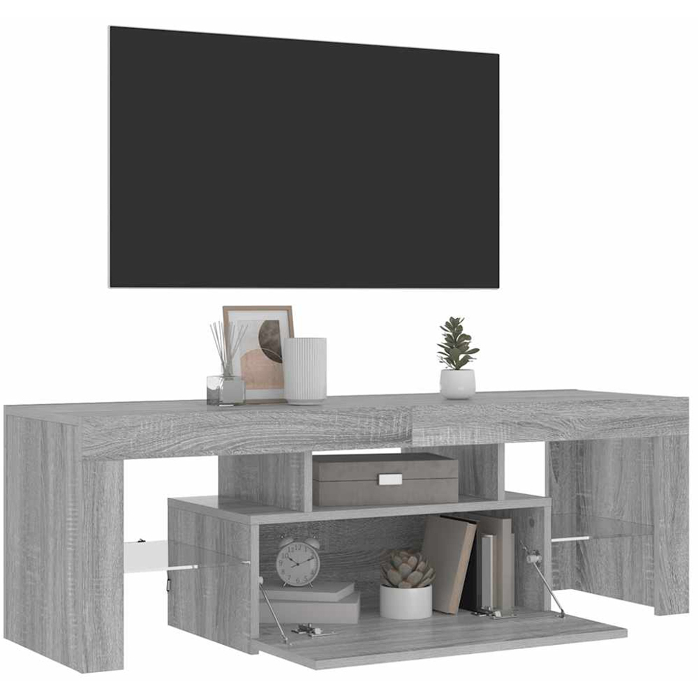 vidaXL Single Drawer 5 Shelf Grey Sonoma TV Cabinet with RGB LED Lights Image 3