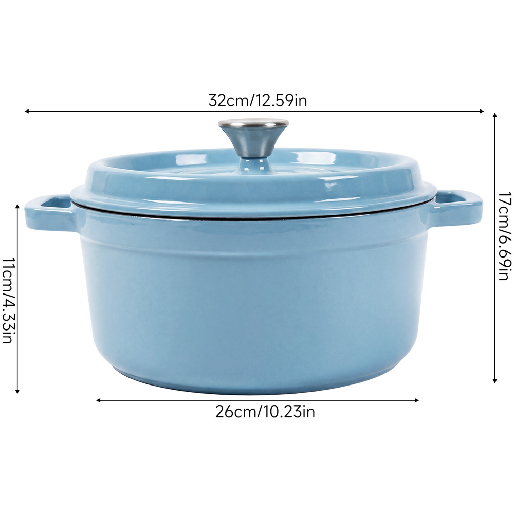 Living and Home Light Blue Enamelled Cast Iron Dutch Oven Pot 5L Image 8