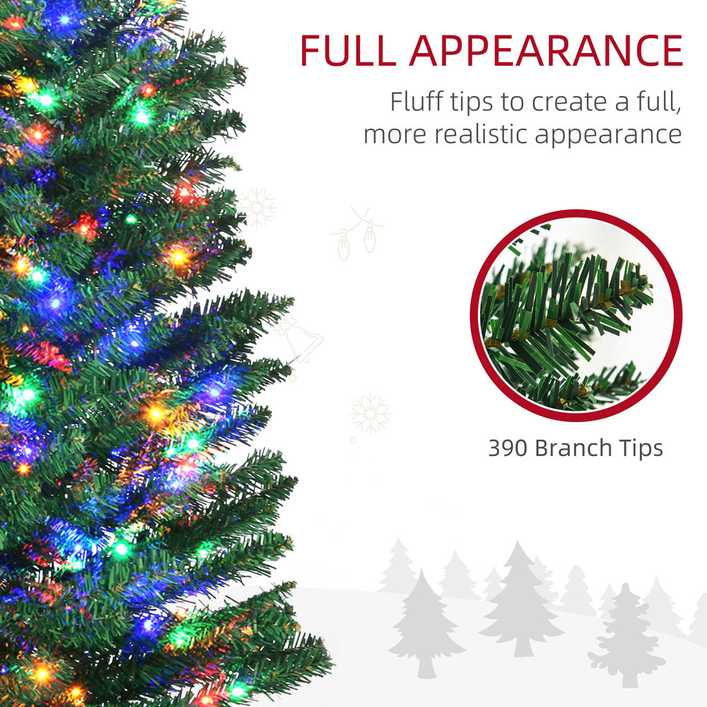 Everglow Colourful LED Pre-Lit Green Pencil Shape Artificial Christmas Tree 6ft Image 5
