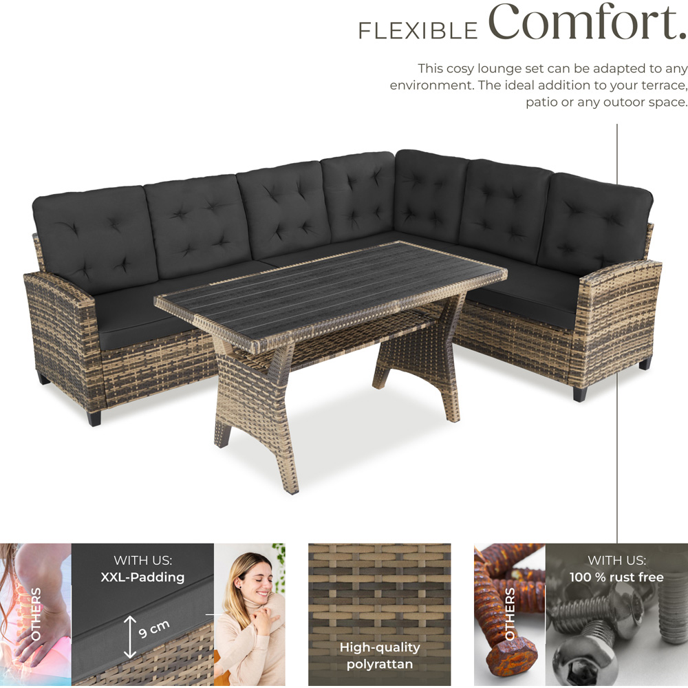 tectake Catania 6 Seater Nature Outdoor Corner Sofa Set Image 3