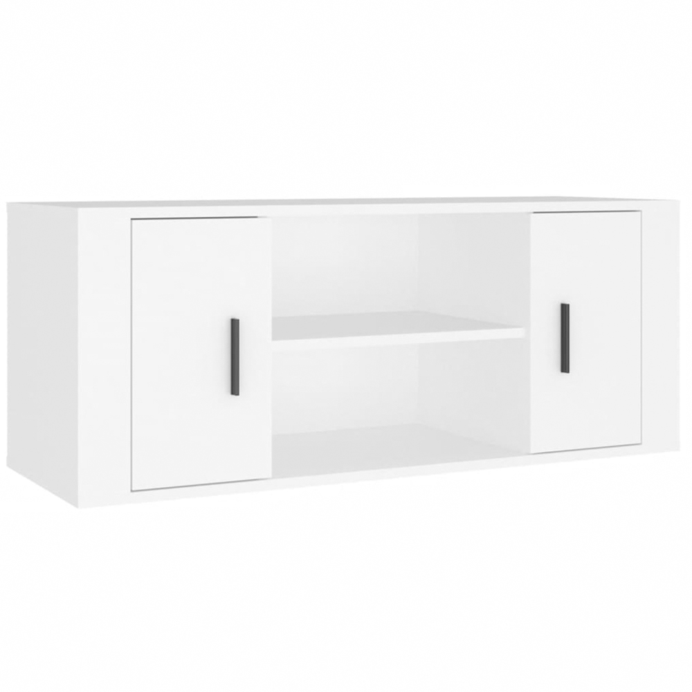 vidaXL 2 Door 2 Shelf White TV Cabinet Image 2