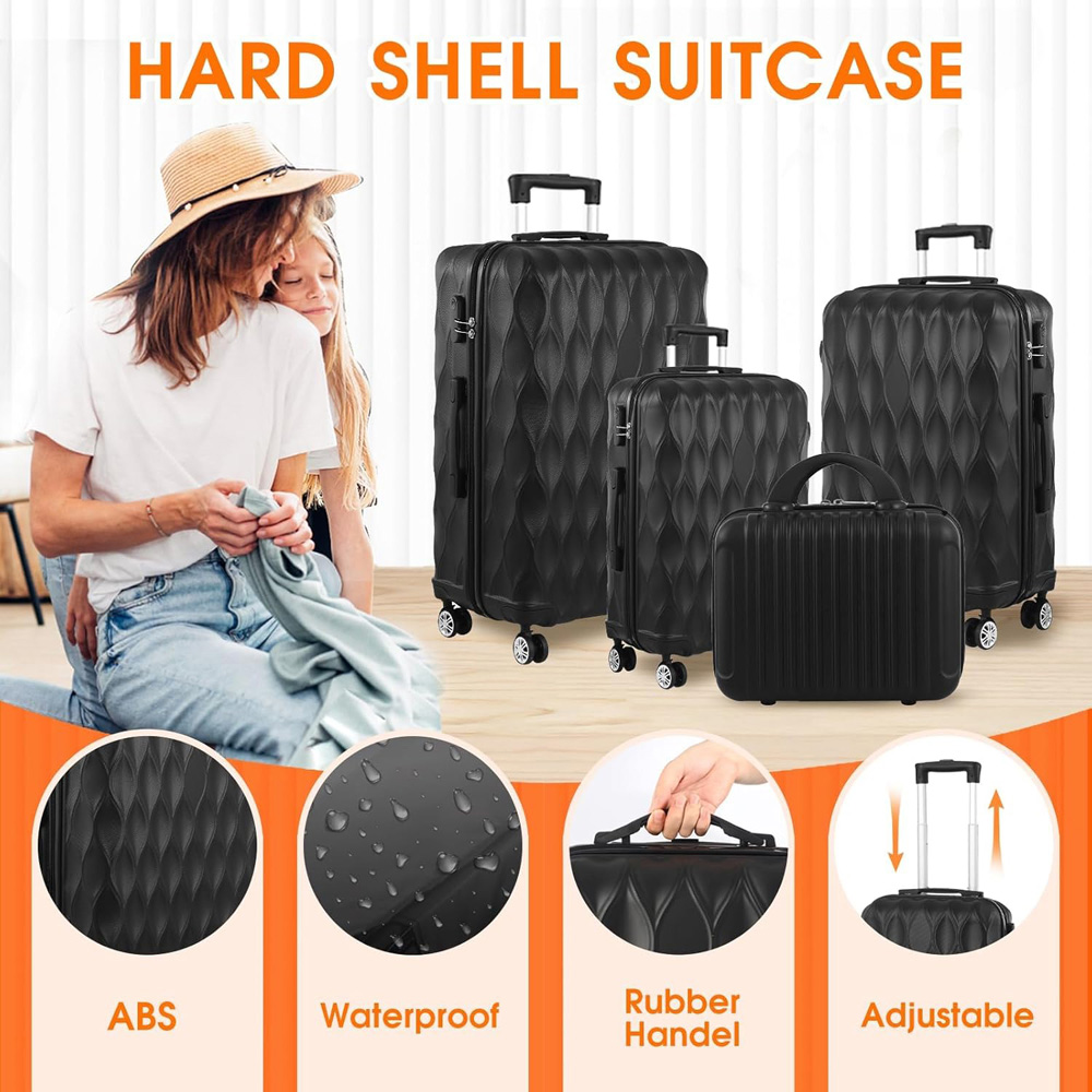 Willowmare 4-Piece Black Travel Luggage Set Image 5