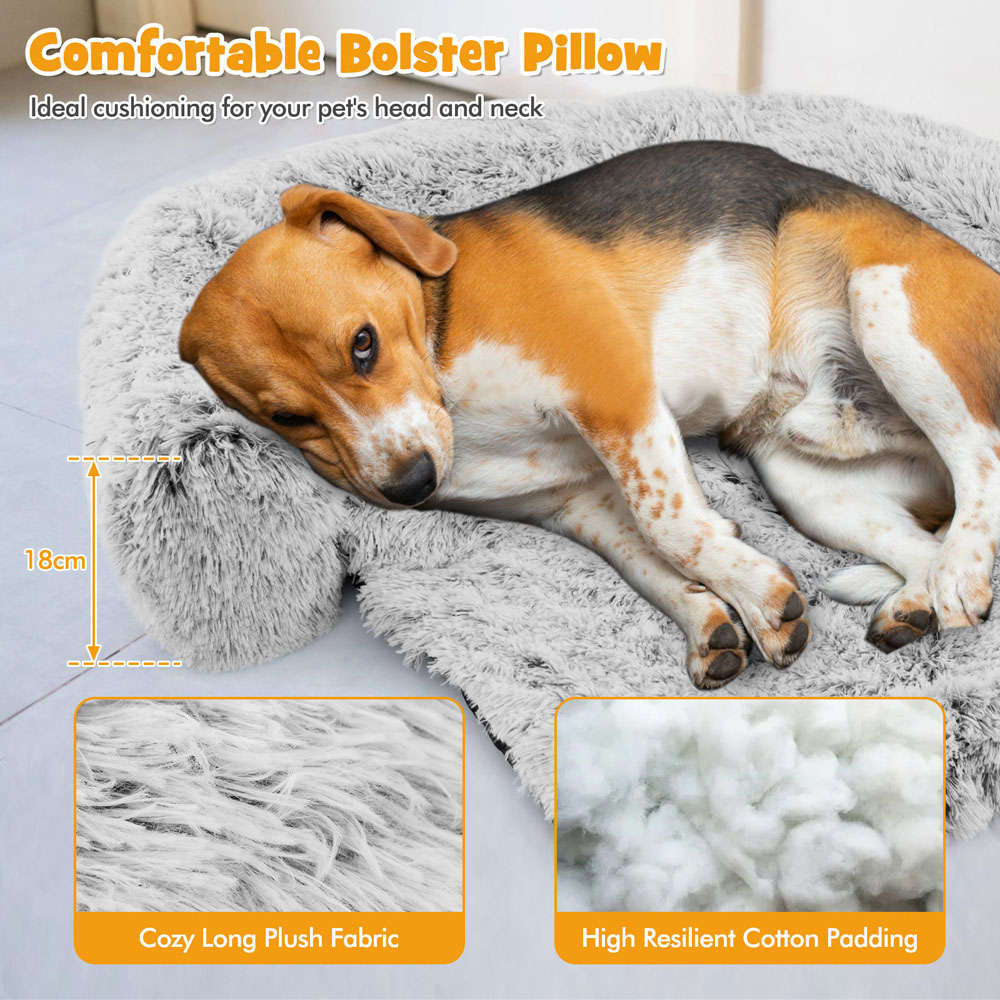 Costway White Medium Fluffy Dog Mat Couch Cover Protector with Anti Slip Bottom Image 7