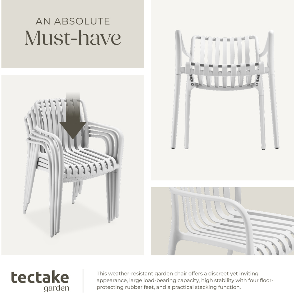 tectake Alcudia Set of 4 White Garden Chair Image 5