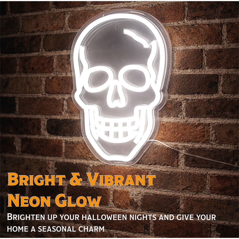 FXLab Skull Silhouette Neon Light Halloween Decoration 33.1 x 1.5 x 22.6cm Image 3