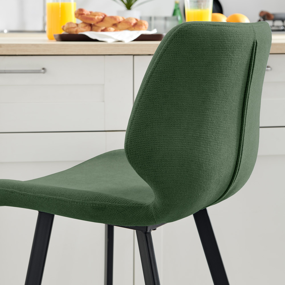 Furniturebox Lyla Set of 2 Green and Black Textured Weave Bar Chairs Image 3