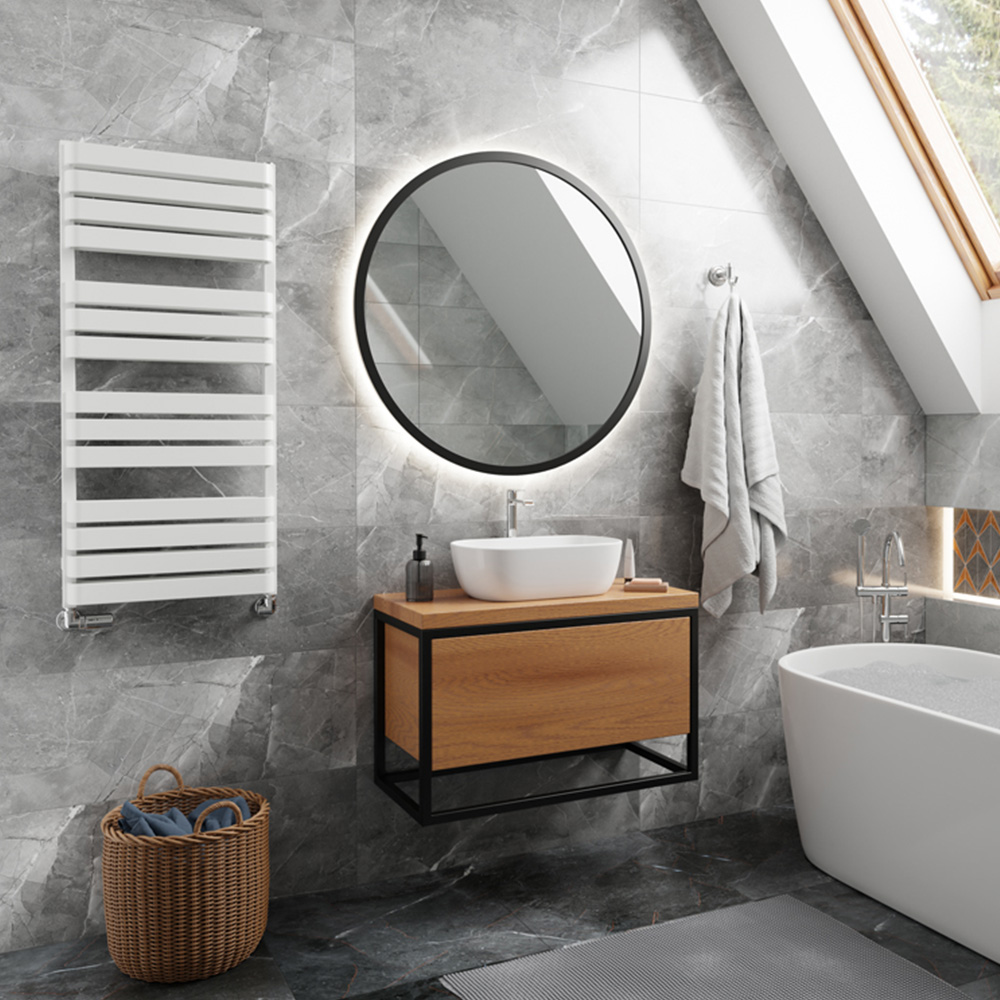 Terma Warp T Bold Matt White Heated Towel Rail 2660 BTU 1110 x 500mm Image 8