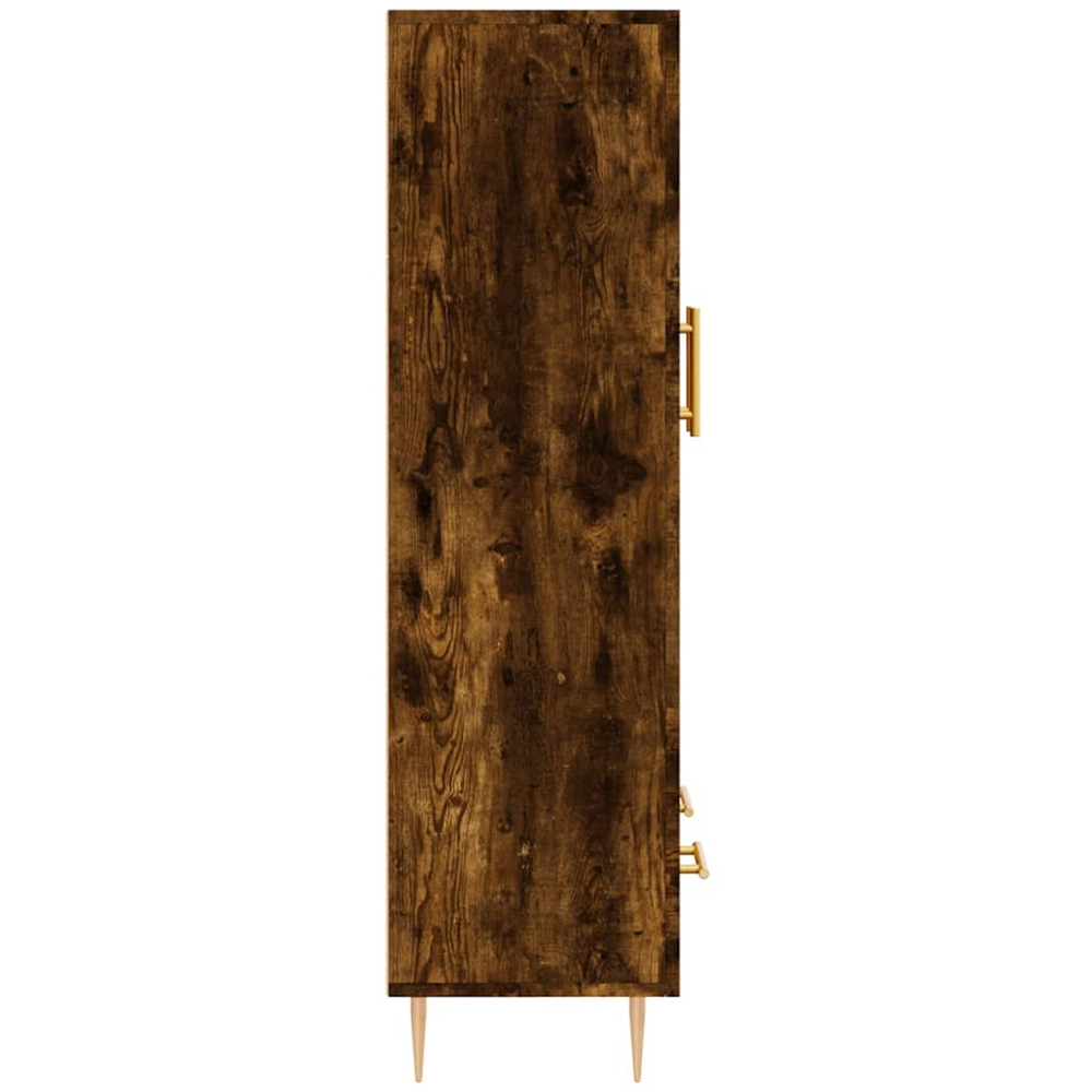 vidaXL 2 Glass Door Single Drawer Smoked Oak Highboard Image 7