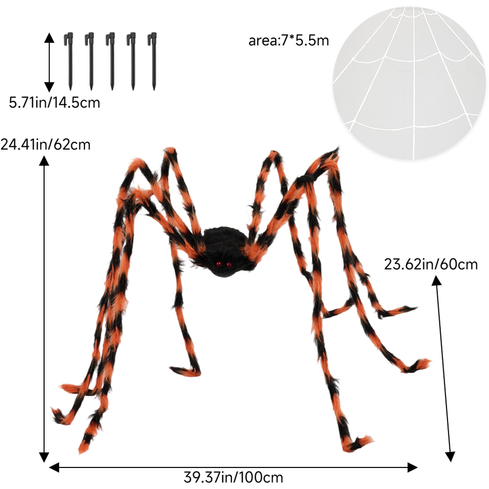 Living and Home Spider Web with Scary Spider Halloween Decoration 100 x 60cm Image 6