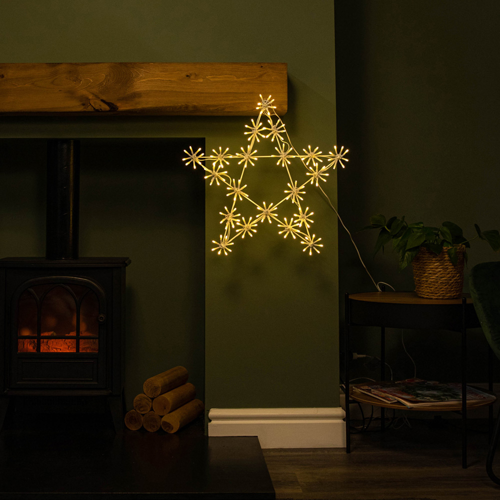 Samuel Alexander Warm White LED White Hanging Sparkle Star Christmas Decoration 50cm Image 6
