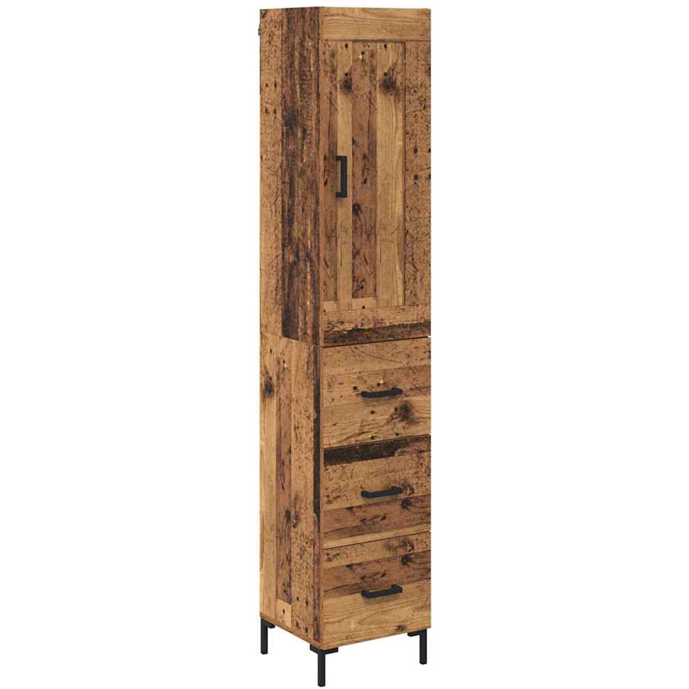 vidaXL Single Door 3 Drawer Old Wood Highboard Image 2