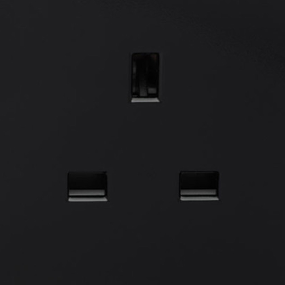 Trendi Switch 2 Gang 13amp Piano Black Long Switched Plug Socket 3 Pack Image 3