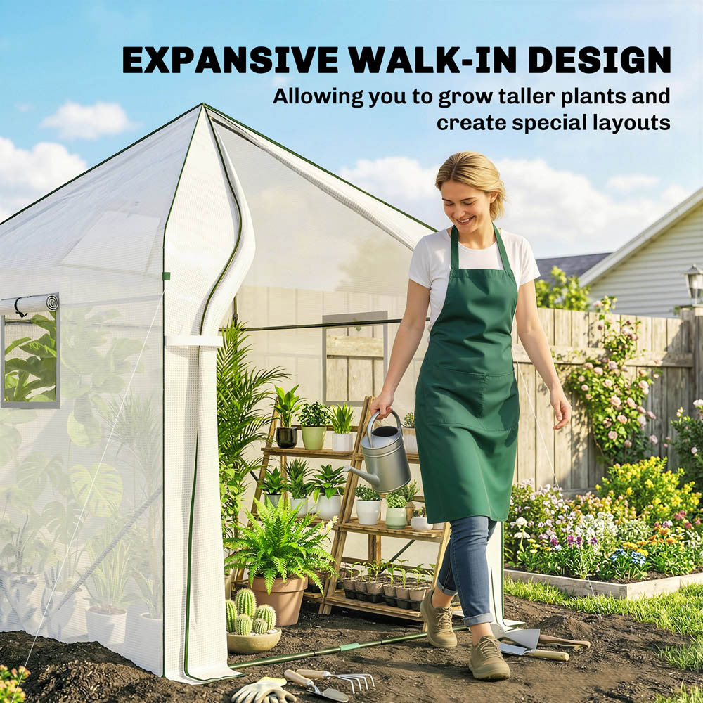 Outsunny White Polytunnel 5.2 x 5.2ft Walk In Greenhouse Image 8