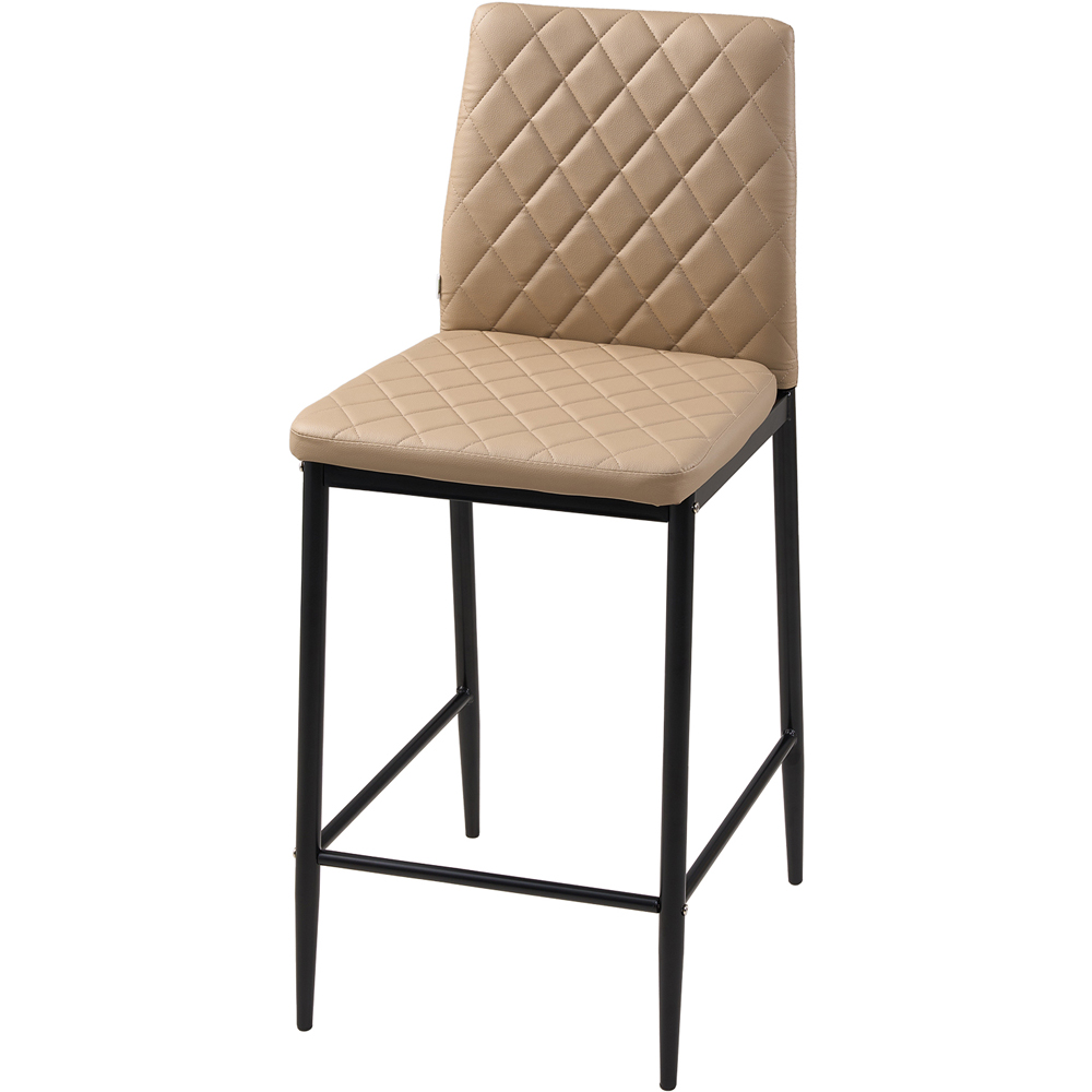 Living and Home Camel PU Leather Diamond Stitched Bar Stool Set of 2 Image 4
