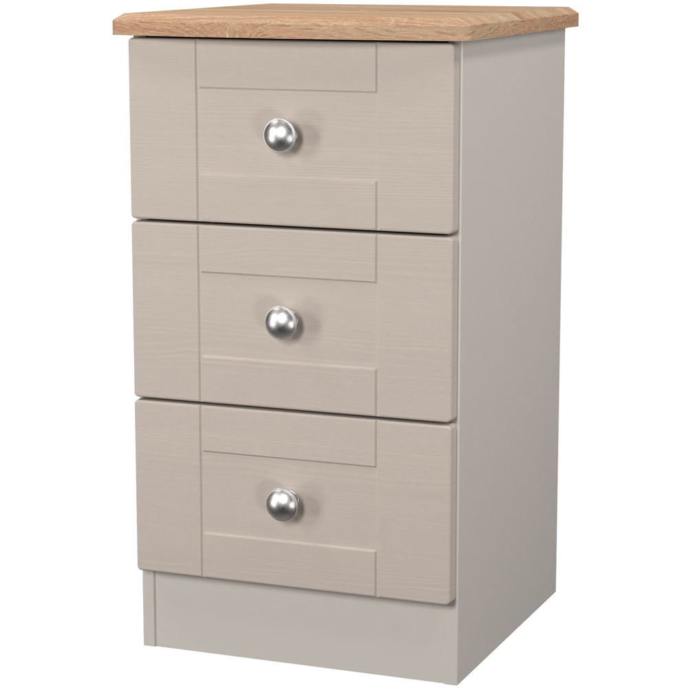 Crowndale Sussex 3 Drawer Kashmir Ash and Bardolino Oak Bedside Cabinet Ready Assembled Image 3
